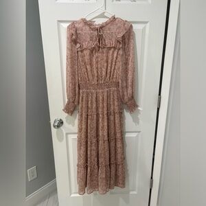 Dress Forum Mauve Floral Ruffle Dress
